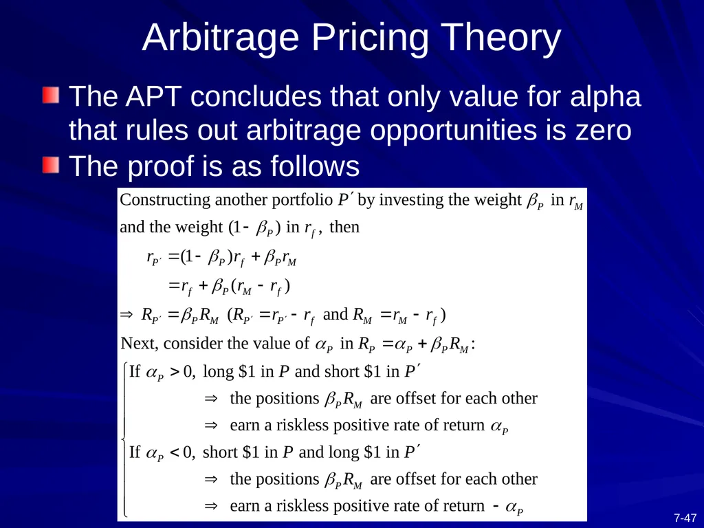 Capital Asset Pricing Model and Arbitrage Pricing - slide 47 of 52