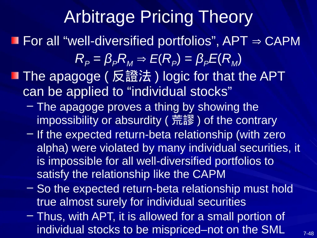 Capital Asset Pricing Model and Arbitrage Pricing - slide 48 of 52