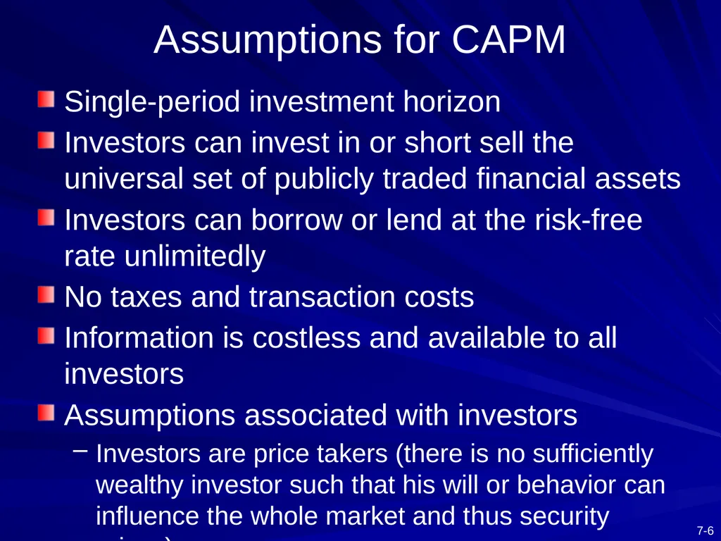 Capital Asset Pricing Model and Arbitrage Pricing - slide 6 of 52