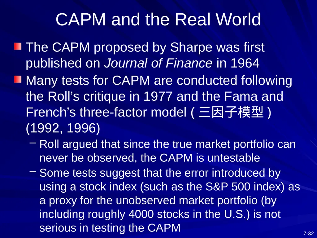 Capital Asset Pricing Model and Arbitrage Pricing - slide 32 of 52