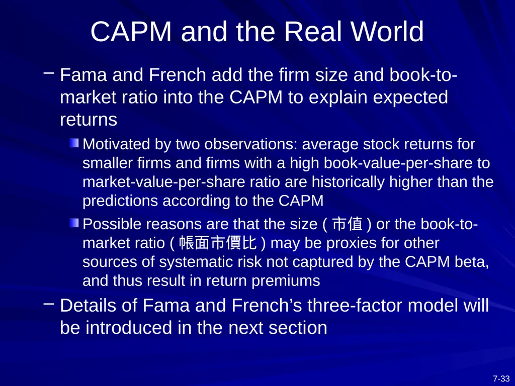 Capital Asset Pricing Model and Arbitrage Pricing - slide 33 of 52