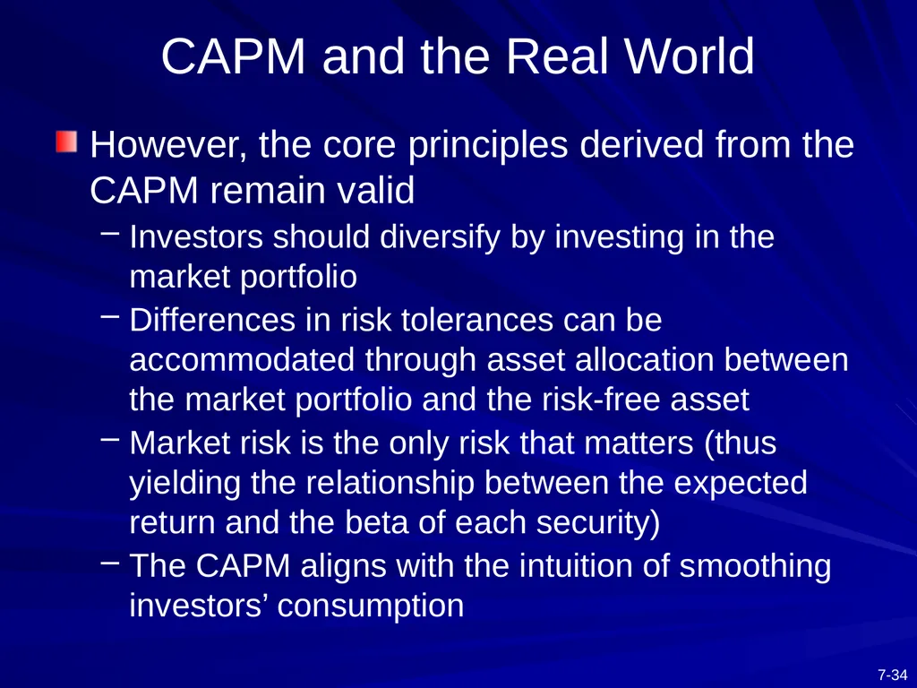 Capital Asset Pricing Model and Arbitrage Pricing - slide 34 of 52