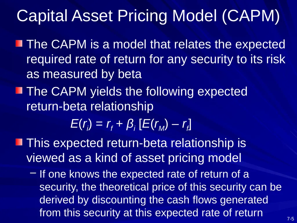 Capital Asset Pricing Model and Arbitrage Pricing - slide 5 of 52