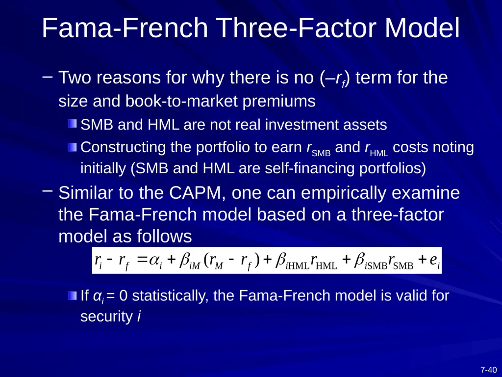 Capital Asset Pricing Model and Arbitrage Pricing - slide 40 of 52