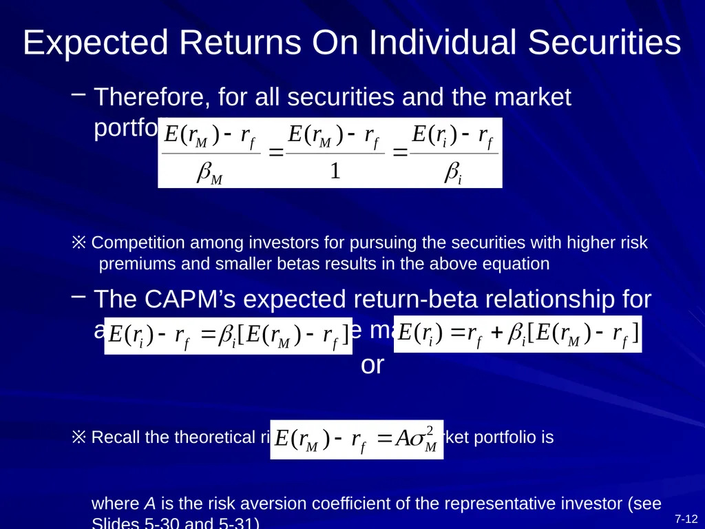 Capital Asset Pricing Model and Arbitrage Pricing - slide 12 of 52