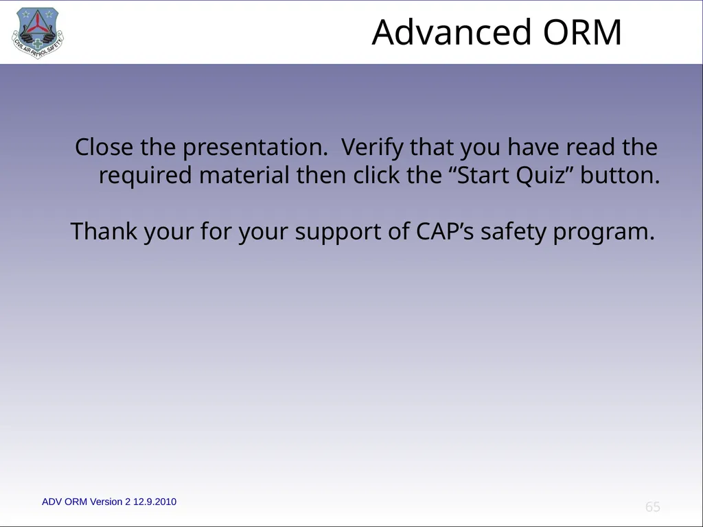 1 ADVANCED LEVEL OPERATIONAL RISK MANAGEMENT Civil - slide 65 of 65