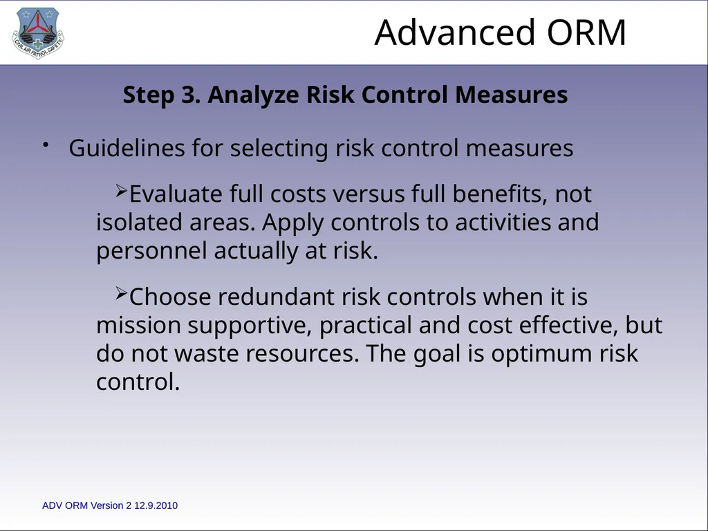 1 ADVANCED LEVEL OPERATIONAL RISK MANAGEMENT Civil - slide 49 of 65