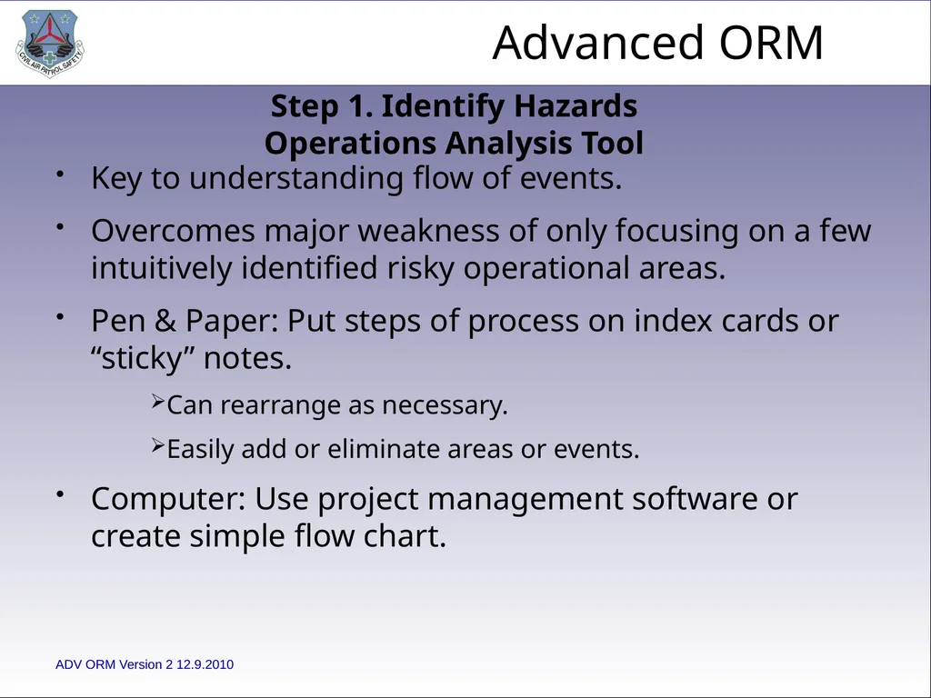 1 ADVANCED LEVEL OPERATIONAL RISK MANAGEMENT Civil - slide 9 of 65