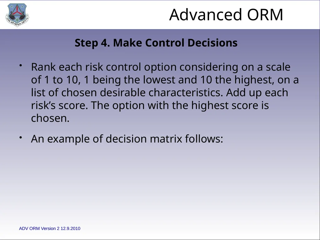 1 ADVANCED LEVEL OPERATIONAL RISK MANAGEMENT Civil - slide 52 of 65