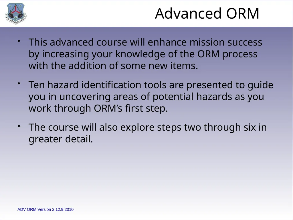 1 ADVANCED LEVEL OPERATIONAL RISK MANAGEMENT Civil - slide 5 of 65