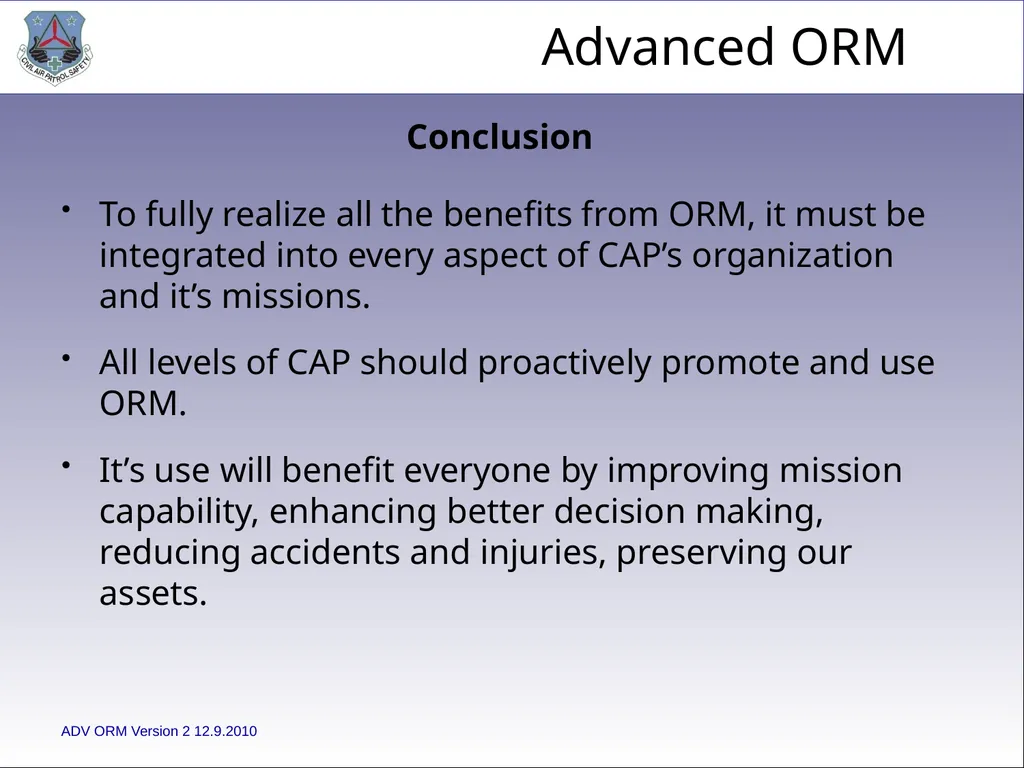 1 ADVANCED LEVEL OPERATIONAL RISK MANAGEMENT Civil - slide 62 of 65