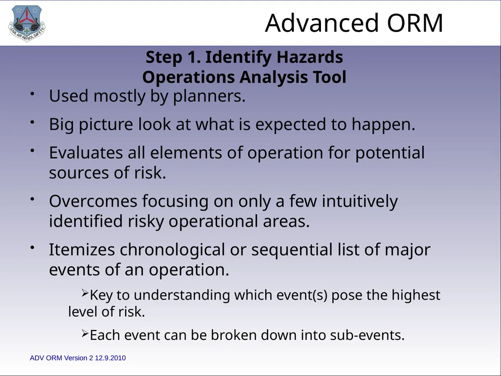 1 ADVANCED LEVEL OPERATIONAL RISK MANAGEMENT Civil - slide 8 of 65