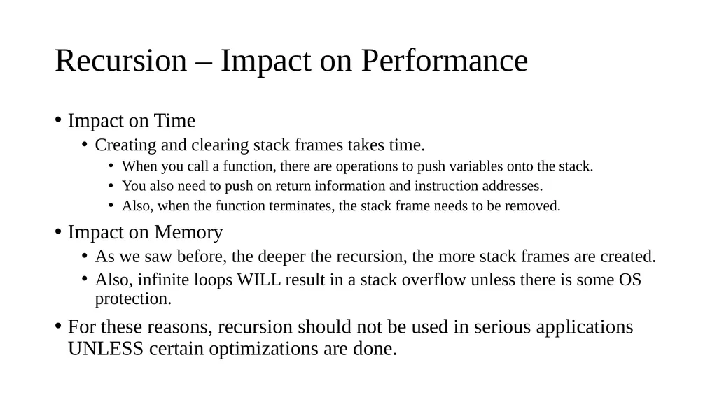 CS 240 – Lecture 13 Recursion, Tail Recursion - slide 6 of 10
