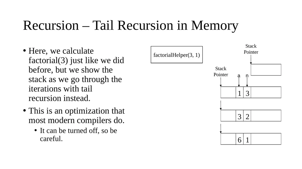 CS 240 – Lecture 13 Recursion, Tail Recursion - slide 10 of 10