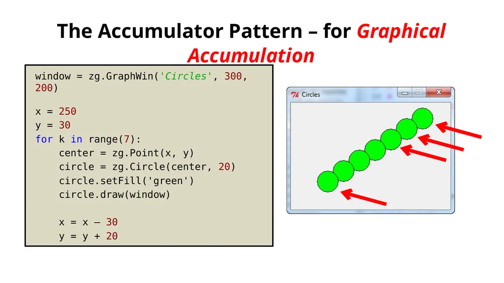 The Accumulator Pattern Summing: Add up - slide 7 of 8
