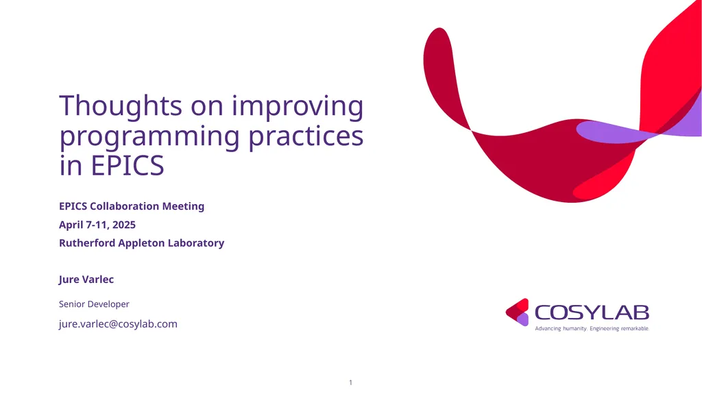 Thoughts on improving programming practices in - slide 1 of 16