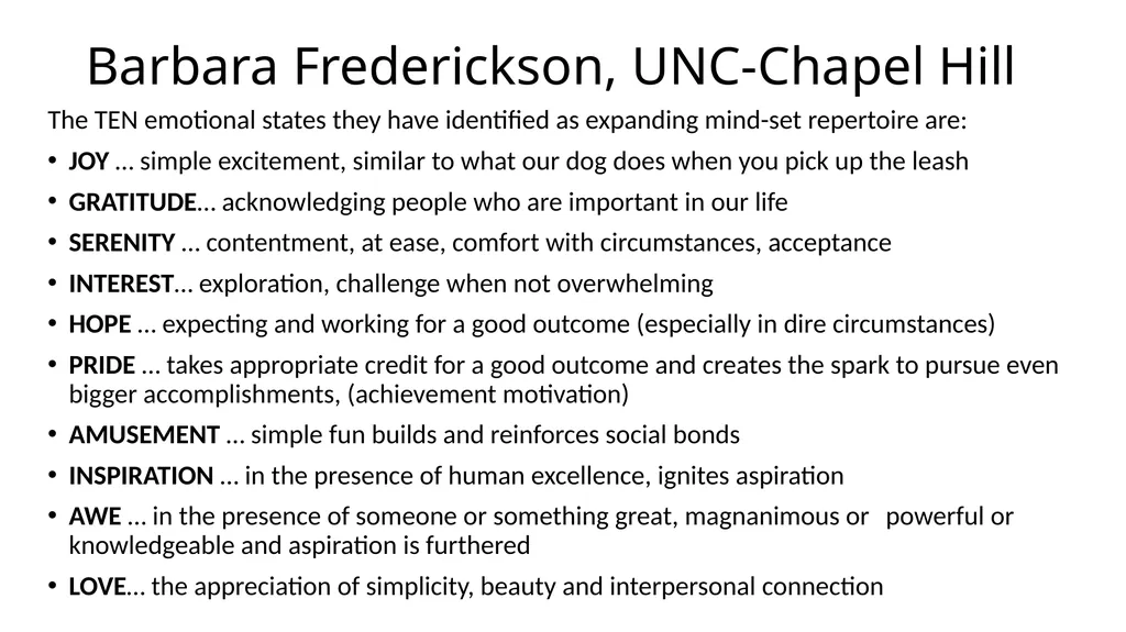 POSITIVE PSYCHOLOGY Applications for Resiliency - slide 34 of 52
