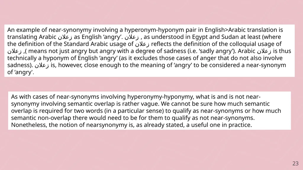 Denotative meaning and translation issues - slide 23 of 40