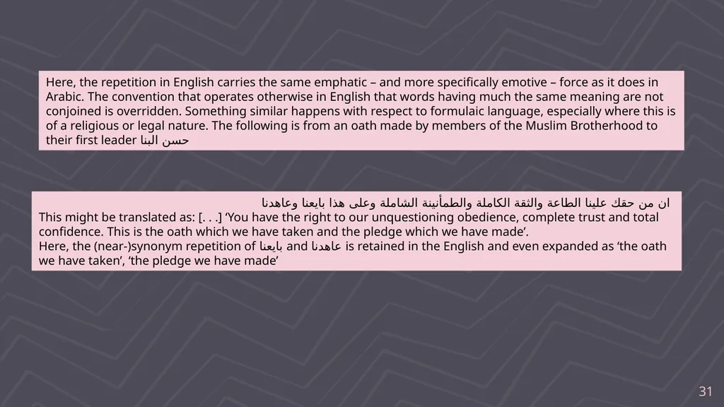 Denotative meaning and translation issues - slide 31 of 40