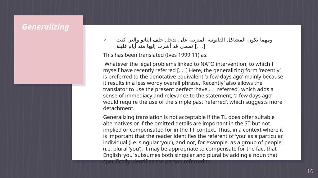 Denotative meaning and translation issues - slide 16 of 40