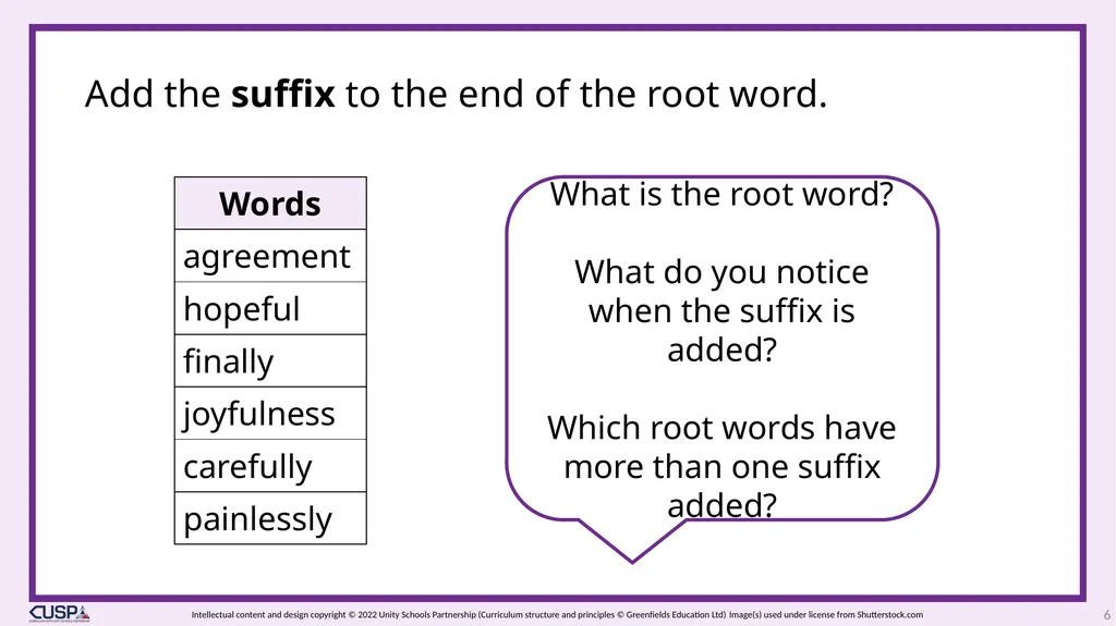 CUSP Spelling Year 3 Block 5 The suffixes –ment, - slide 6 of 34