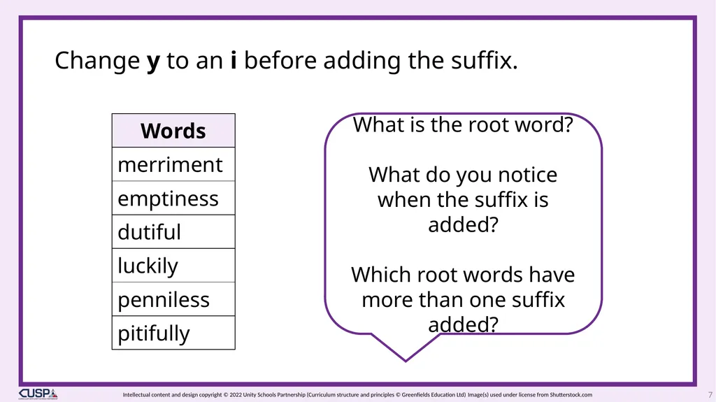 CUSP Spelling Year 3 Block 5 The suffixes –ment, - slide 7 of 34