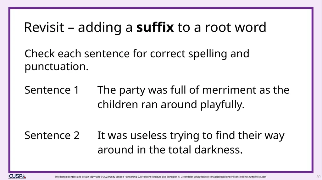 CUSP Spelling Year 3 Block 5 The suffixes –ment, - slide 30 of 34