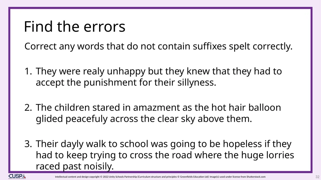 CUSP Spelling Year 3 Block 5 The suffixes –ment, - slide 32 of 34