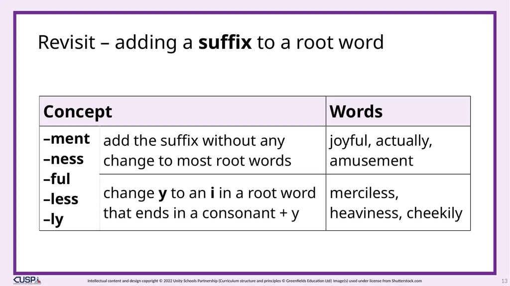CUSP Spelling Year 3 Block 5 The suffixes –ment, - slide 13 of 34