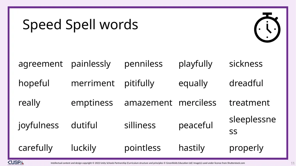 CUSP Spelling Year 3 Block 5 The suffixes –ment, - slide 11 of 34