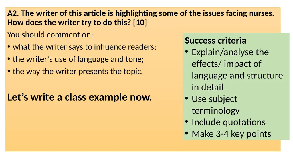 GCSE English Language Paper 2 Preparation - slide 16 of 29