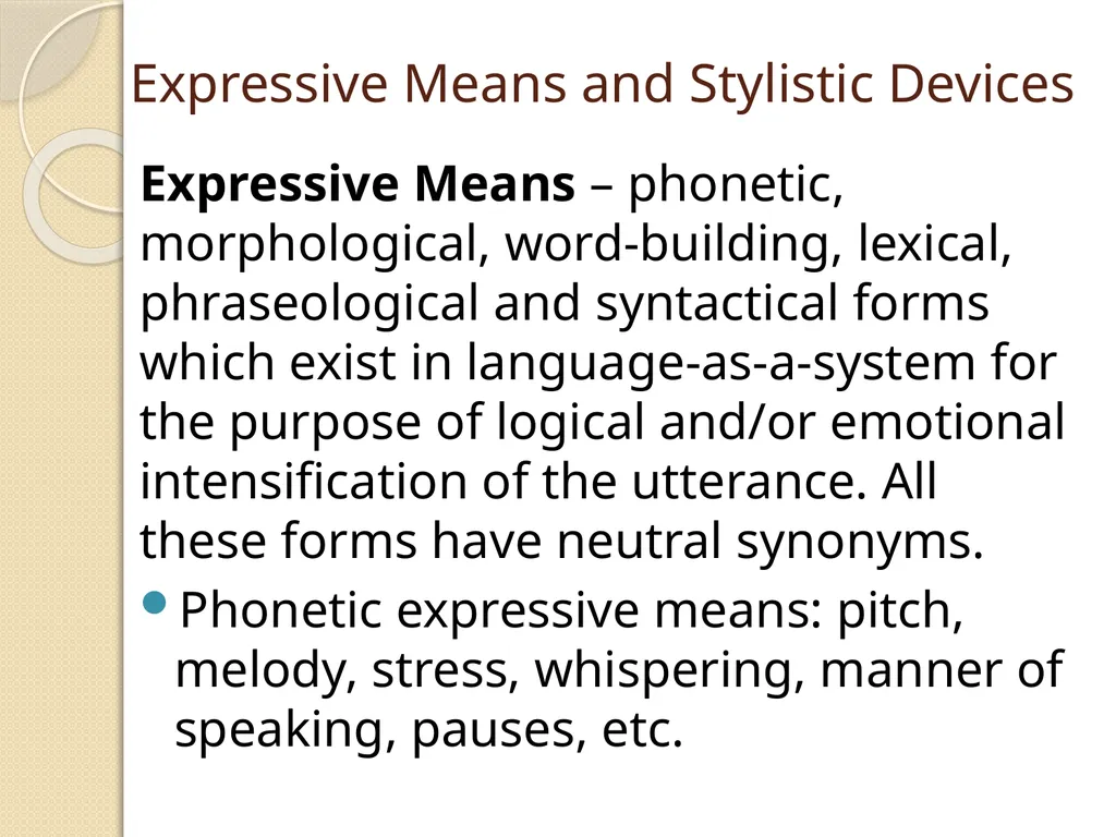 Expressive Means and Stylistic Devices. Phonetic - slide 4 of 13