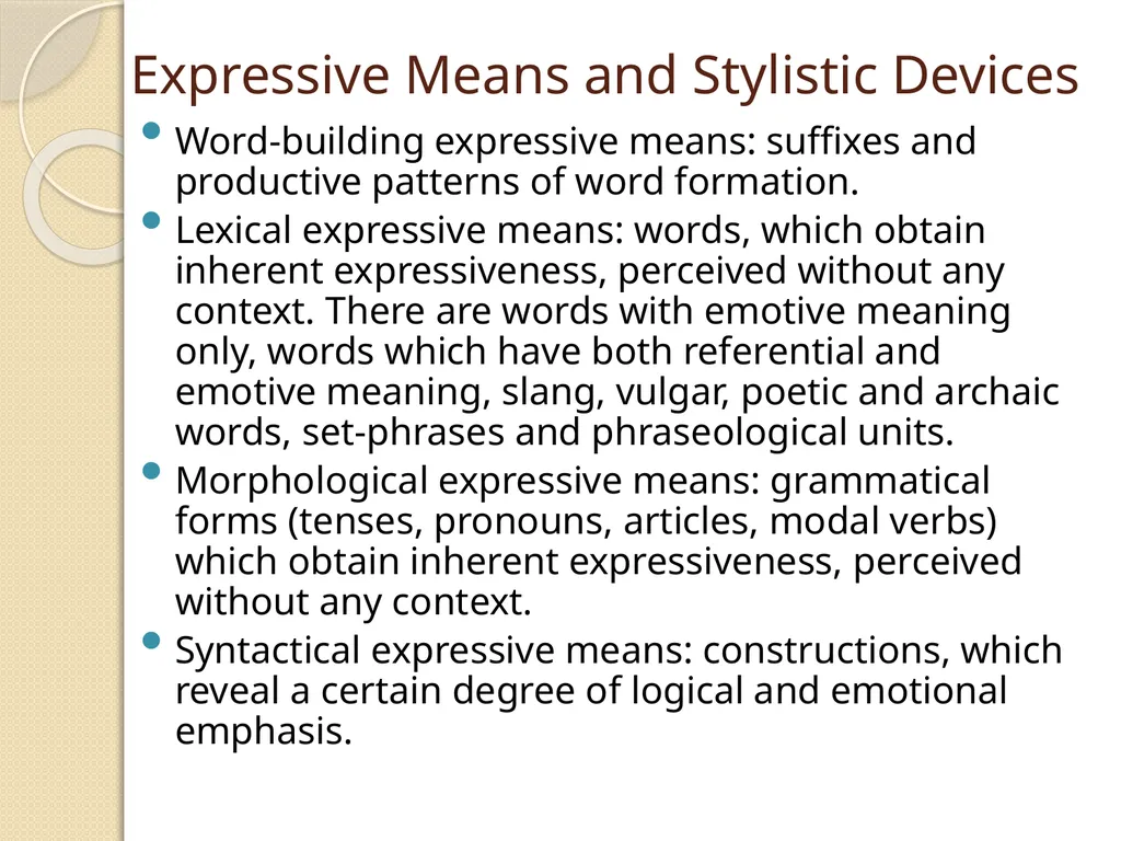 Expressive Means and Stylistic Devices. Phonetic - slide 5 of 13