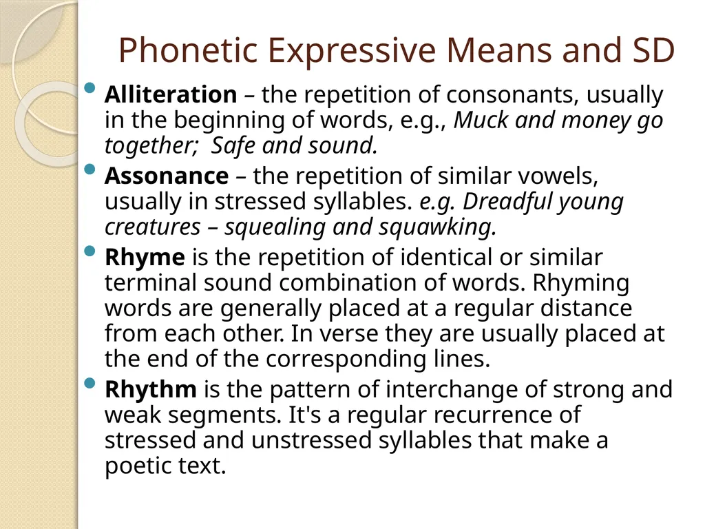 Expressive Means and Stylistic Devices. Phonetic - slide 9 of 13