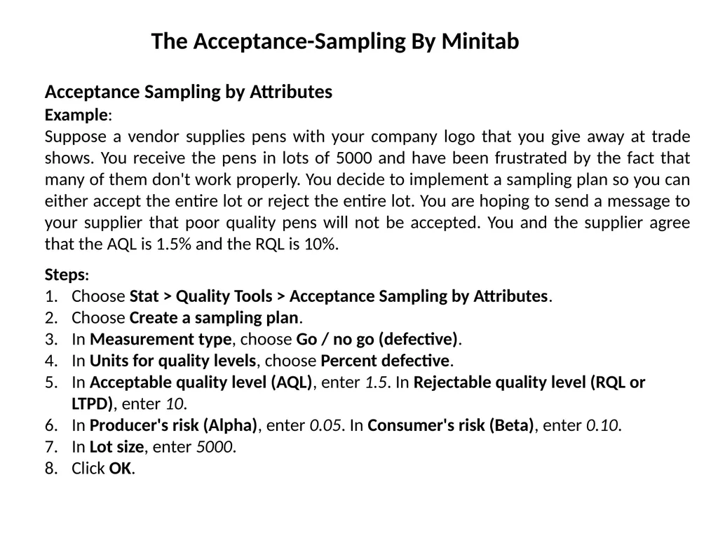 Part 6 The Acceptance-Sampling INTRODUCTION - slide 9 of 17