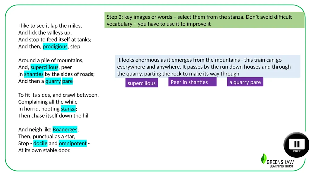 Week 11, Lesson 4 Writing: Using a poetry stimulus - slide 5 of 14