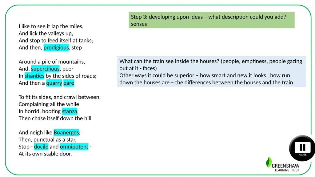 Week 11, Lesson 4 Writing: Using a poetry stimulus - slide 6 of 14