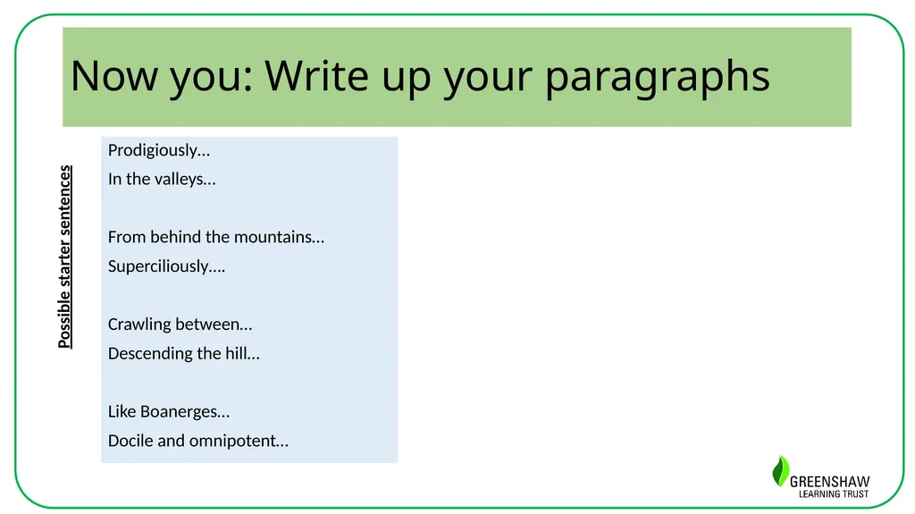 Week 11, Lesson 4 Writing: Using a poetry stimulus - slide 11 of 14