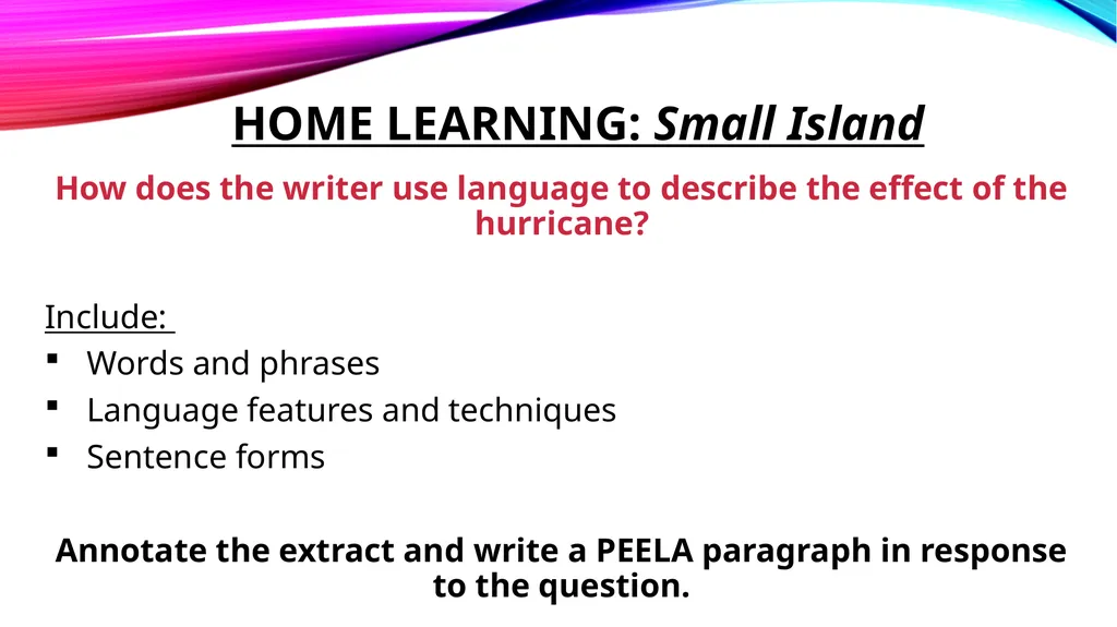How does the writer use language to describe the - slide 1 of 14