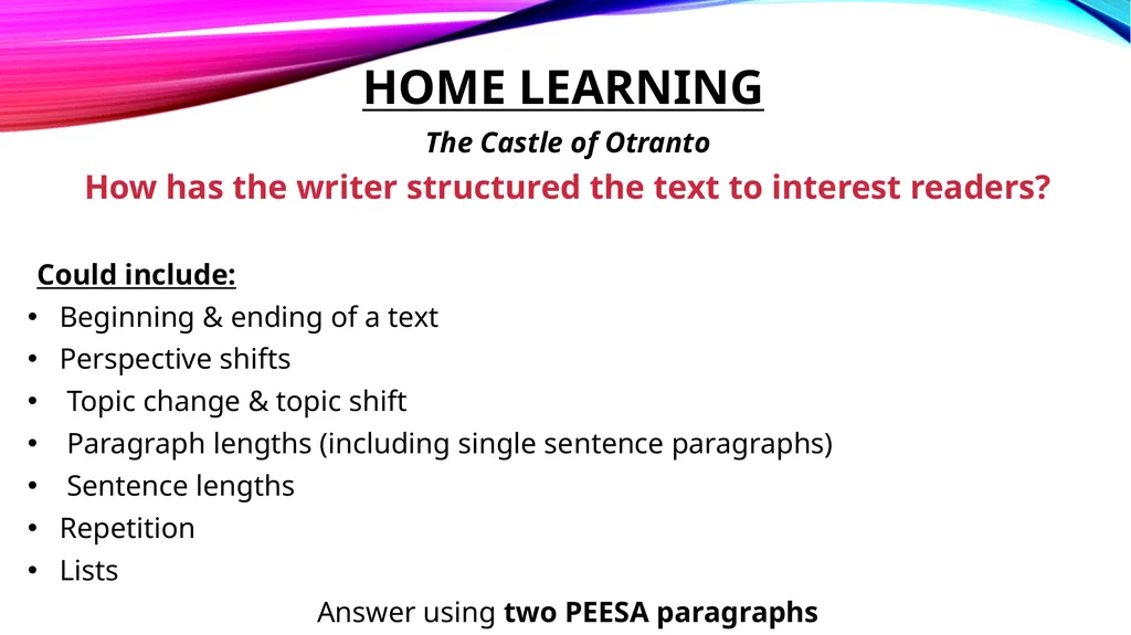 How does the writer use language to describe the - slide 14 of 14