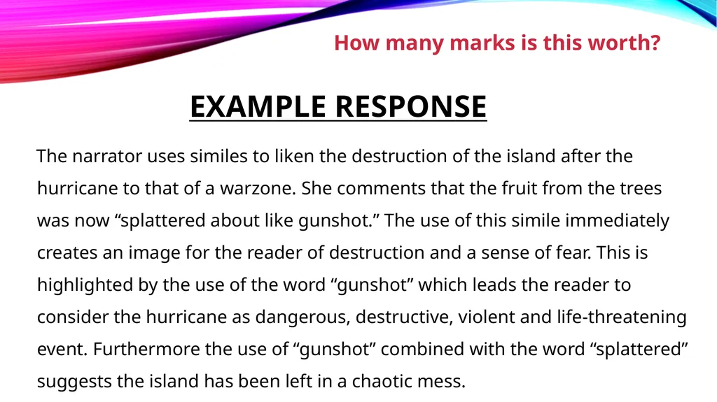 How does the writer use language to describe the - slide 3 of 14