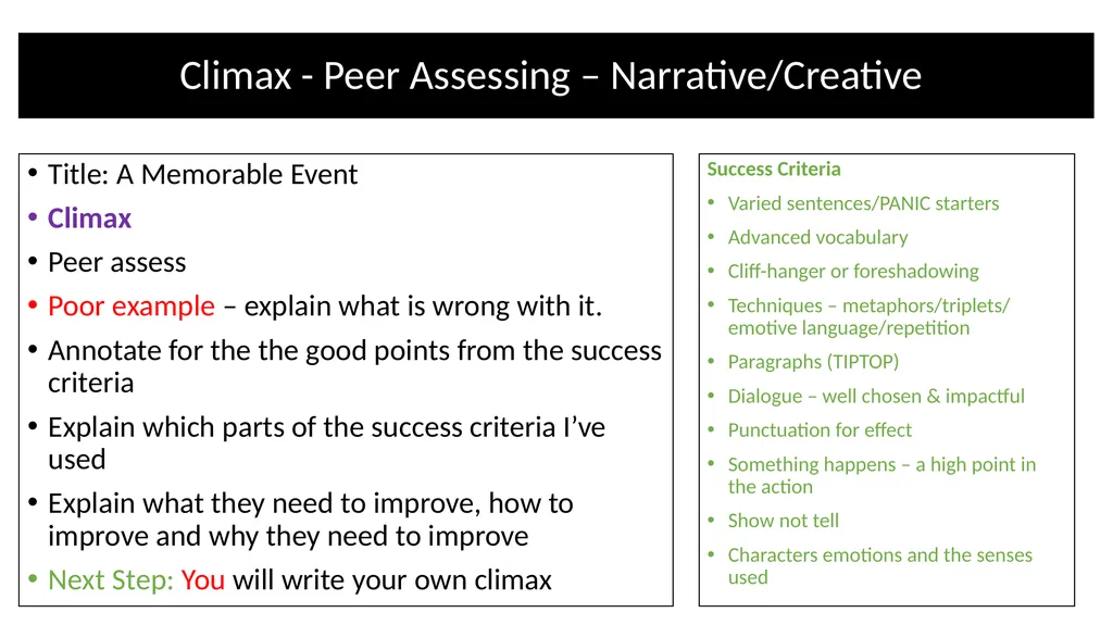 Teacher Notes Narrative/Creative Writing using a - slide 29 of 39