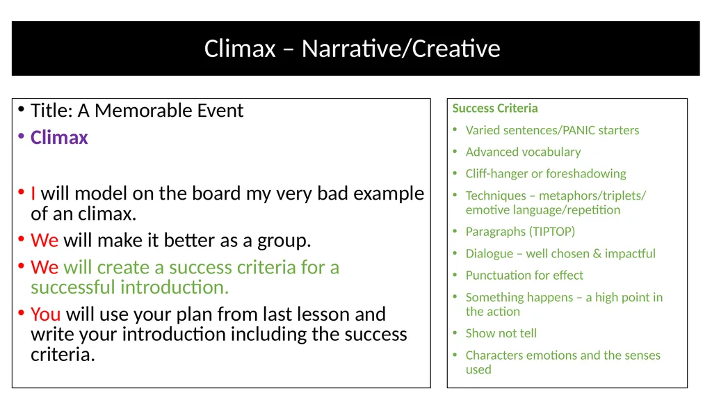 Teacher Notes Narrative/Creative Writing using a - slide 27 of 39