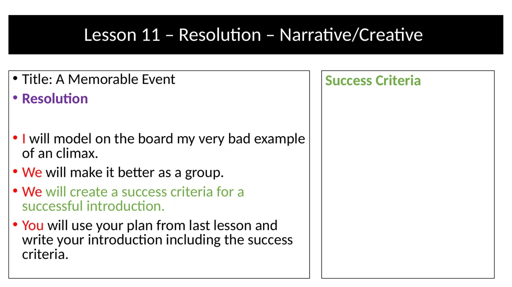 Teacher Notes Narrative/Creative Writing using a - slide 33 of 39