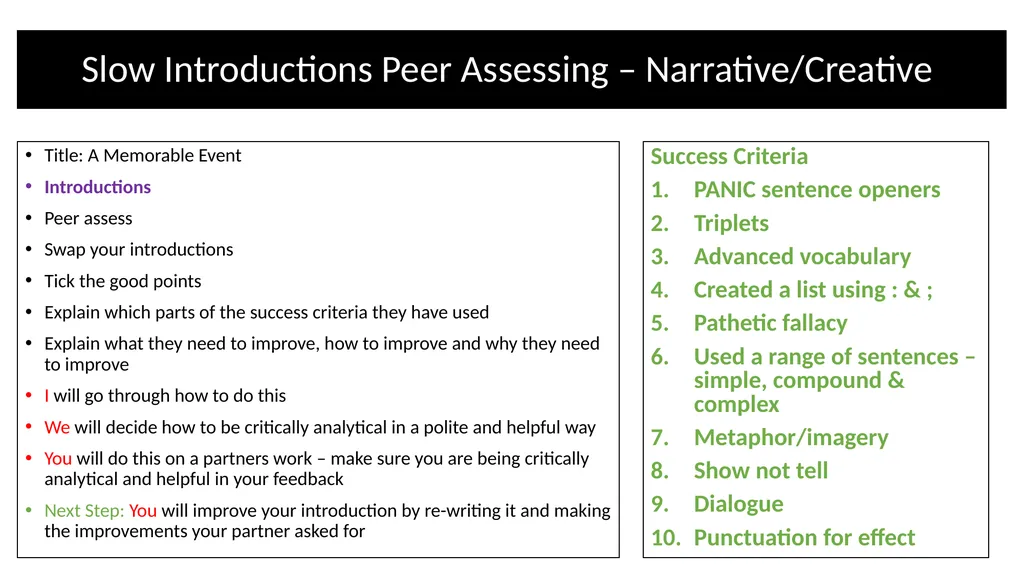 Teacher Notes Narrative/Creative Writing using a - slide 15 of 39