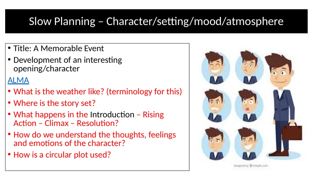 Teacher Notes Narrative/Creative Writing using a - slide 7 of 39