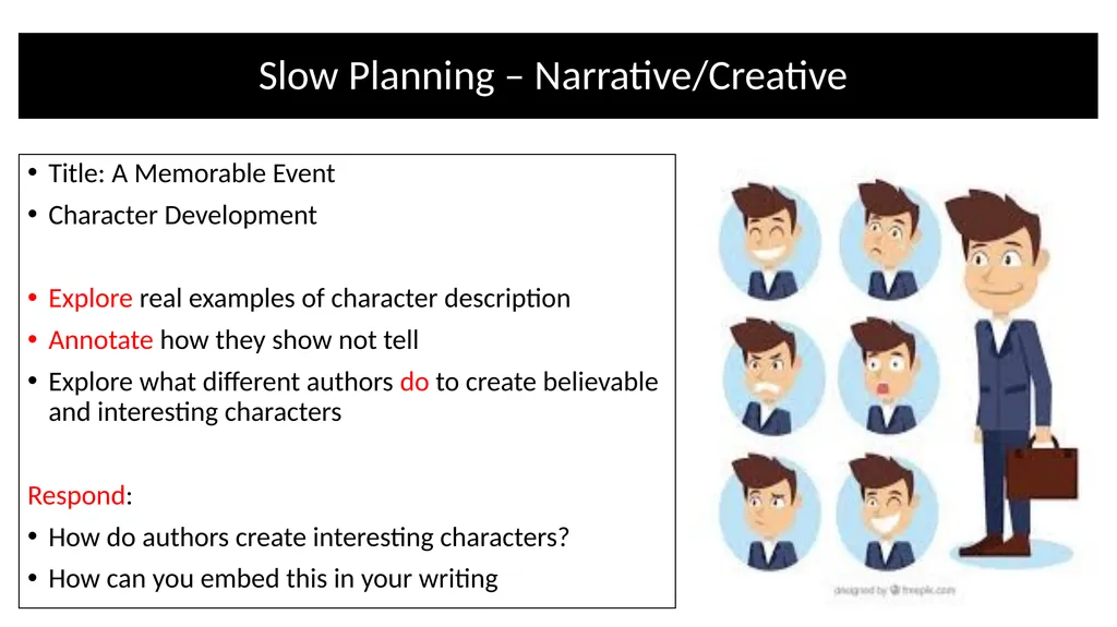 Teacher Notes Narrative/Creative Writing using a - slide 11 of 39