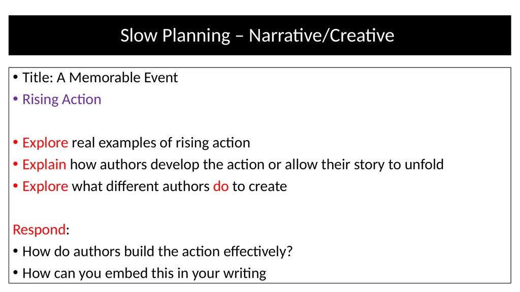 Teacher Notes Narrative/Creative Writing using a - slide 19 of 39
