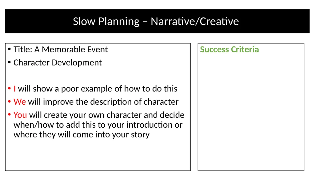 Teacher Notes Narrative/Creative Writing using a - slide 9 of 39