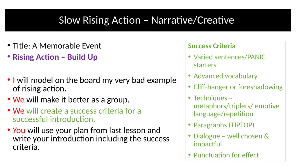 Teacher Notes Narrative/Creative Writing using a - slide 20 of 39